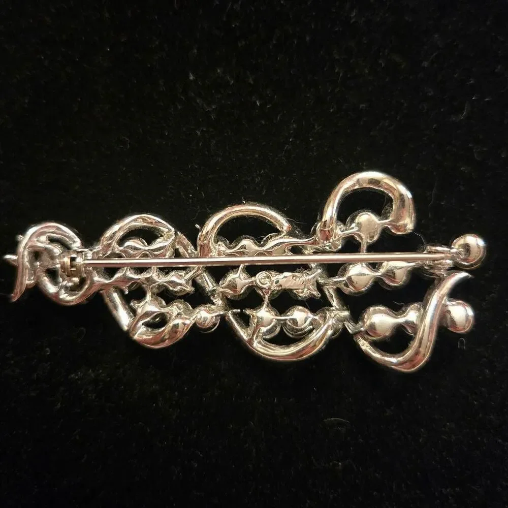 Coro Silver Blue AB Pearl Brooch Pin